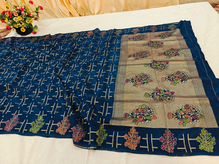 RUSSIAN SILK GEOMETRICAL IN DEEP BLUE