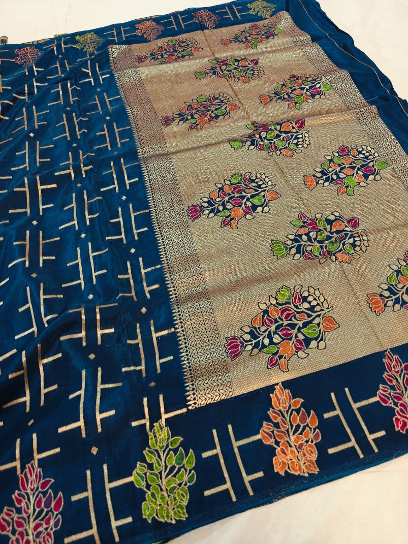 RUSSIAN SILK GEOMETRICAL IN DEEP BLUE