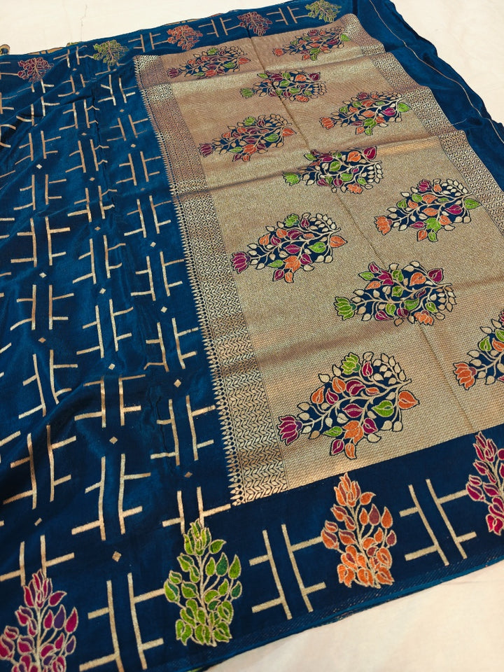 RUSSIAN SILK GEOMETRICAL IN DEEP BLUE