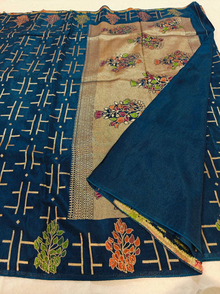 RUSSIAN SILK GEOMETRICAL IN DEEP BLUE