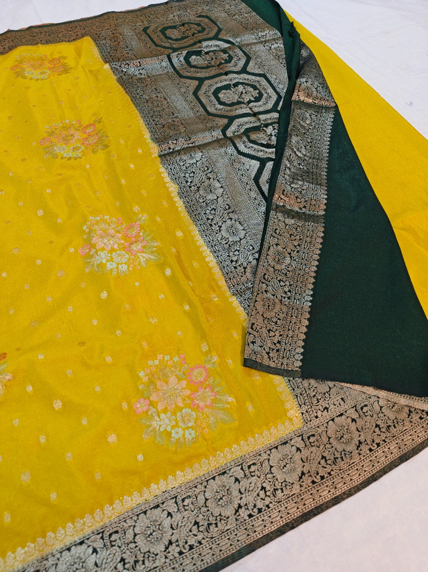 KHADDI GEORGETTE WITH PANCHRANG BOOTA