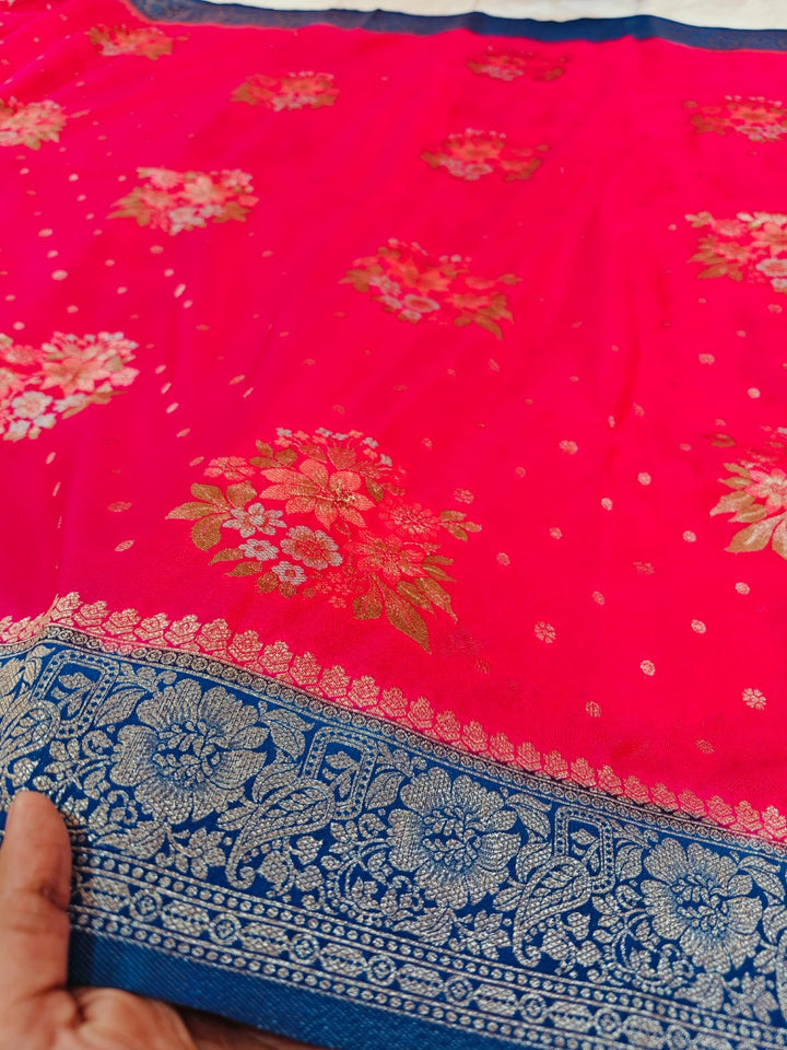 KHADDI GEORGETTE WITH PANCHRANG BOOTA