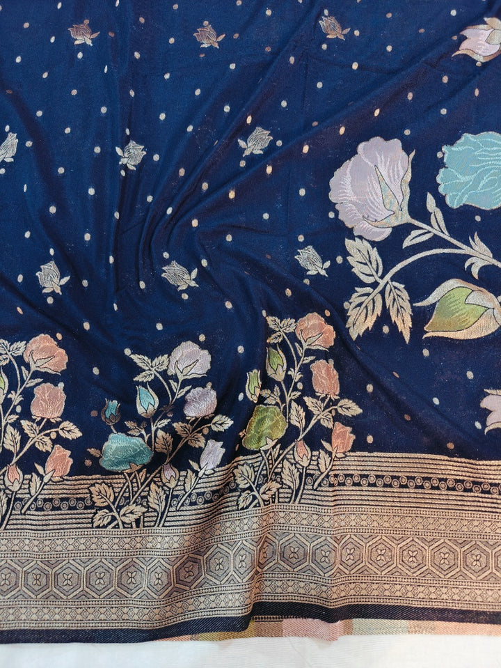 KHADDI GEORGETTE WITH PANCHRANG BOOTA THIS IS BEST SAREE IN WORLD