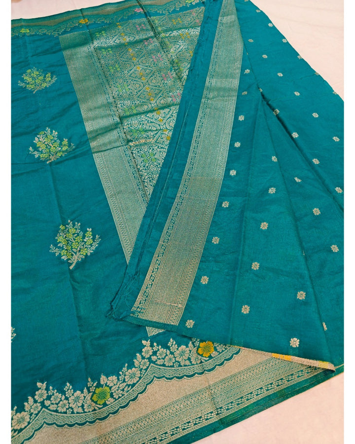 RAW MANGO IN SEA GREEN WITH ALFI BOOTA MINAKARI