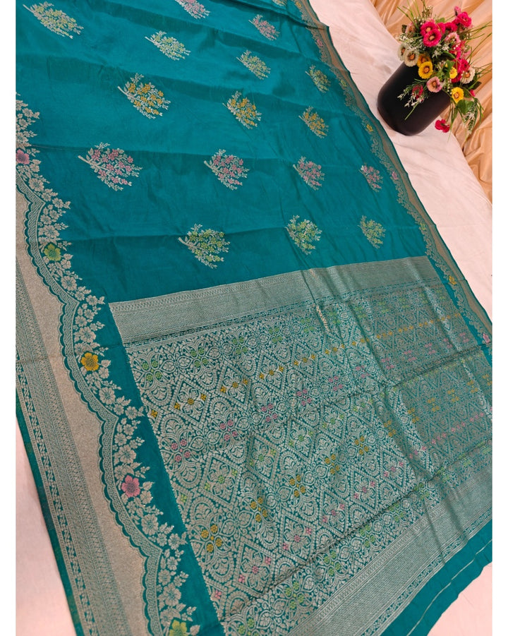 RAW MANGO IN SEA GREEN WITH ALFI BOOTA MINAKARI