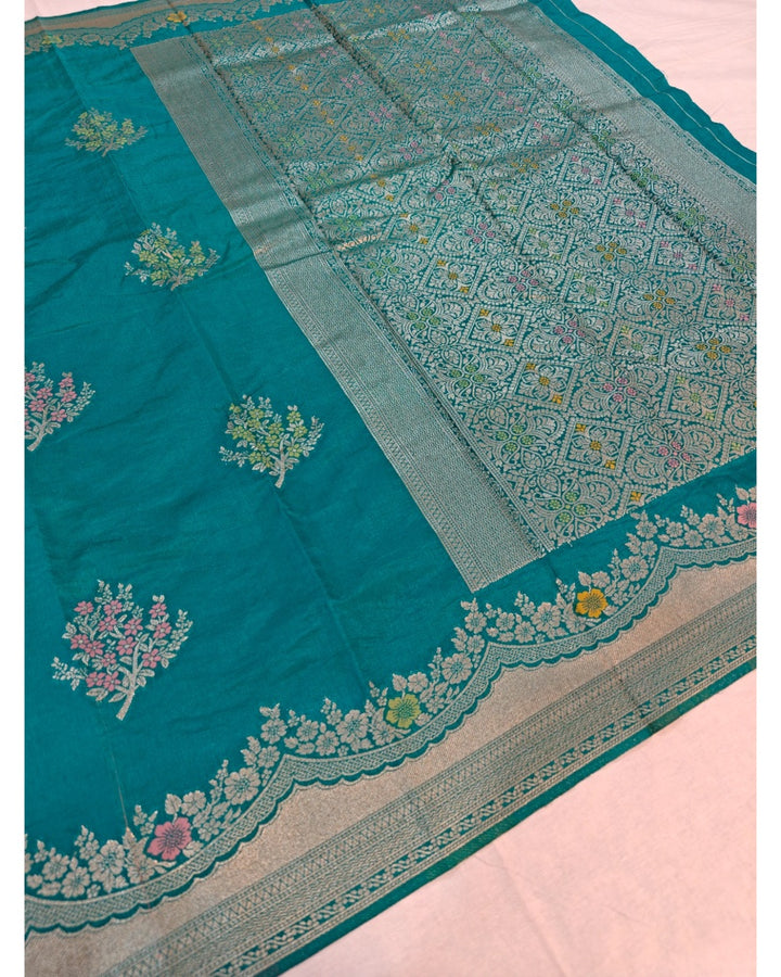 RAW MANGO IN SEA GREEN WITH ALFI BOOTA MINAKARI