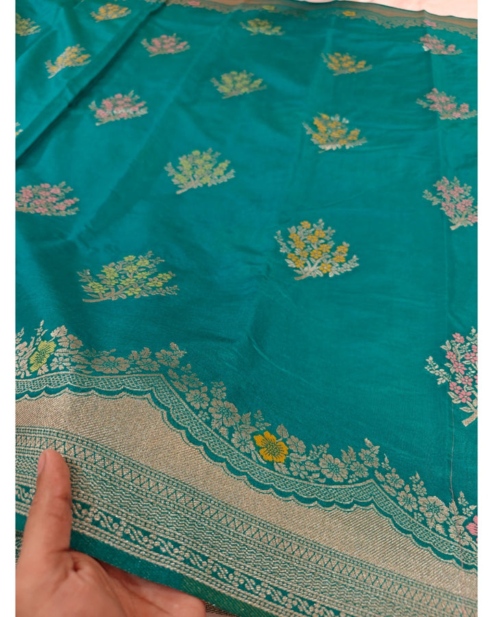 RAW MANGO IN SEA GREEN WITH ALFI BOOTA MINAKARI