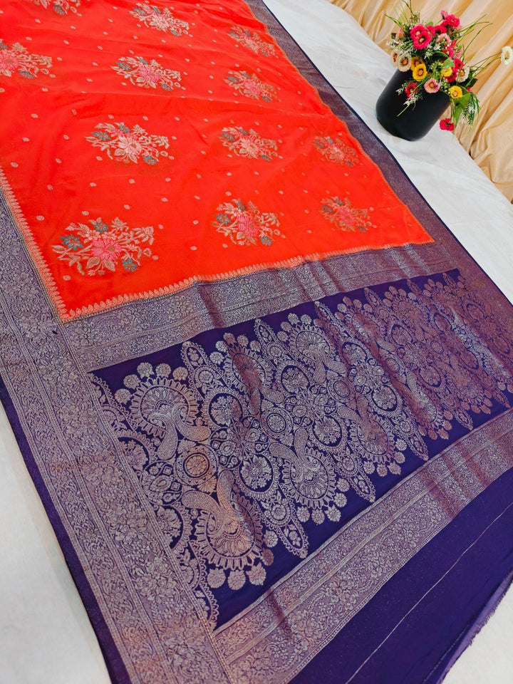 KHADDI GEORGETTE WITH PANCHRANG BOOTA