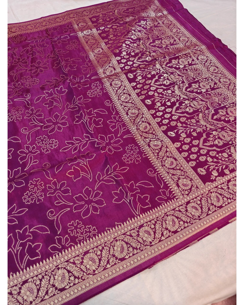 MAGENTA COLOUR RUSSIAN SILK PENCIL SKETCH DESIGN