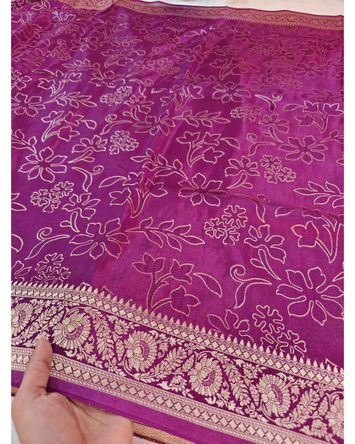 MAGENTA COLOUR RUSSIAN SILK PENCIL SKETCH DESIGN