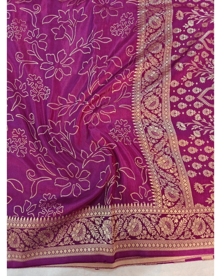 MAGENTA COLOUR RUSSIAN SILK PENCIL SKETCH DESIGN