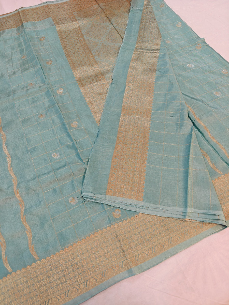 RUSSIAN SILK GEOMETRICAL CHECKS ALONG WITH VERTICAL LINES