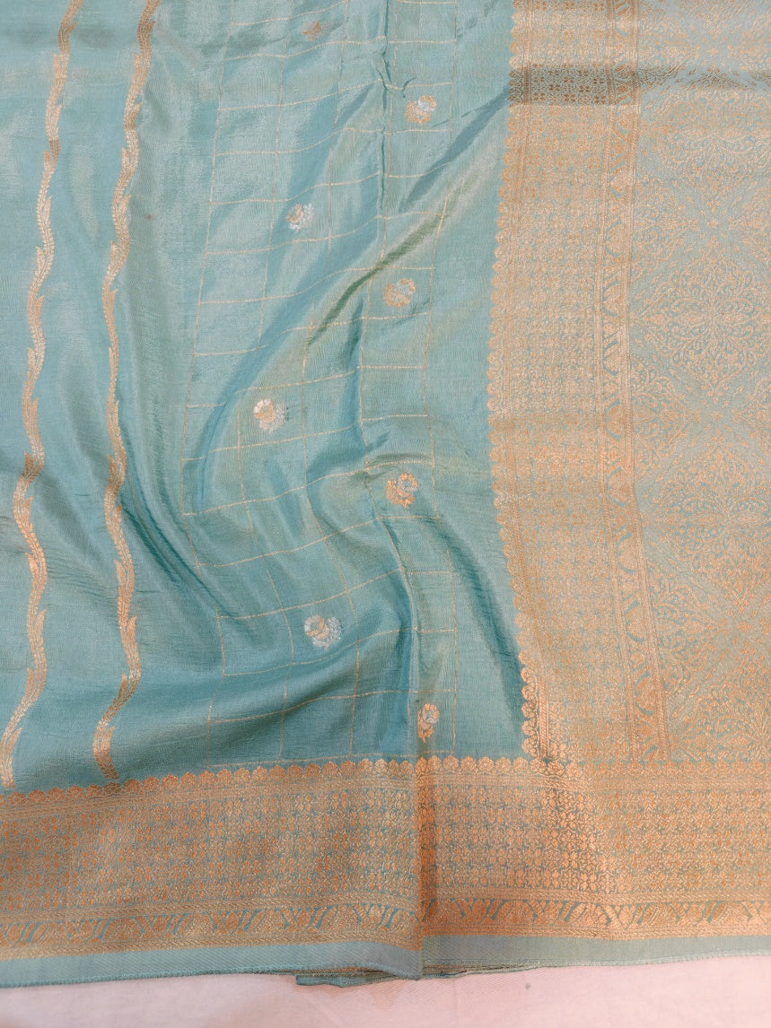 RUSSIAN SILK GEOMETRICAL CHECKS ALONG WITH VERTICAL LINES