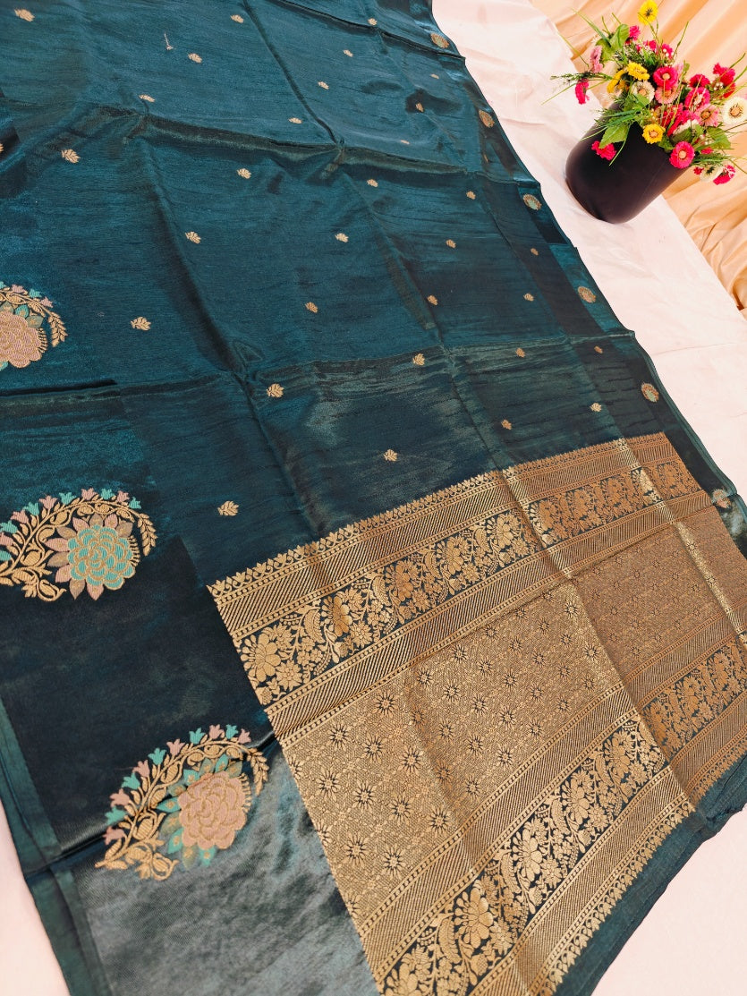 RUSSIAN SATIN SILK IN BOTTLE GREEN COLOUR