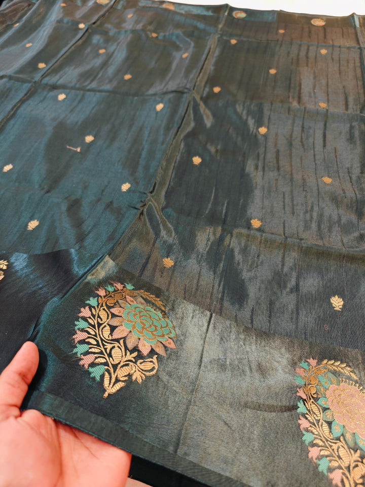 RUSSIAN SATIN SILK IN BOTTLE GREEN COLOUR