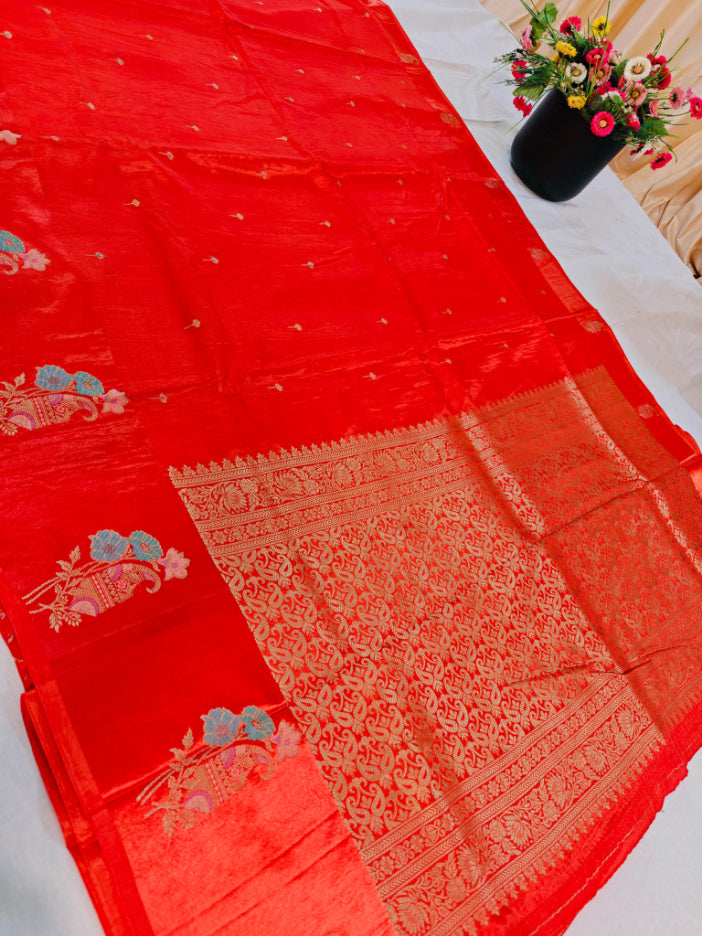 RUSSIAN SATIN SILK VISCOS IN ORANGE COLOUR