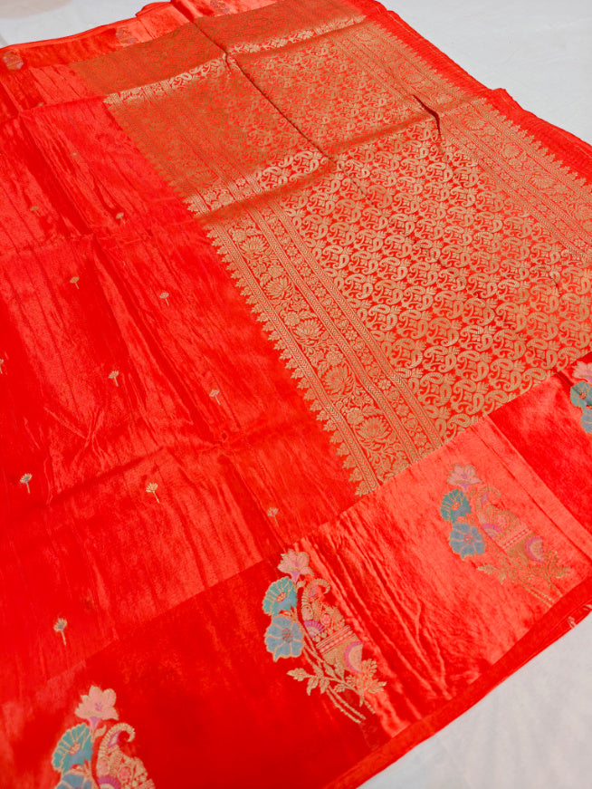 RUSSIAN SATIN SILK VISCOS IN ORANGE COLOUR