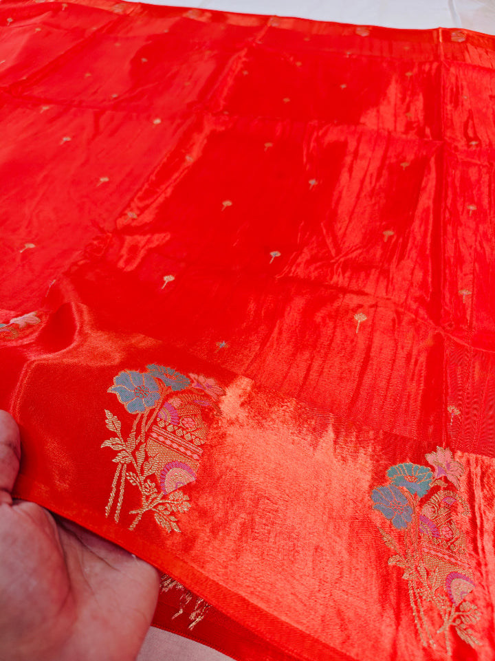 RUSSIAN SATIN SILK VISCOS IN ORANGE COLOUR