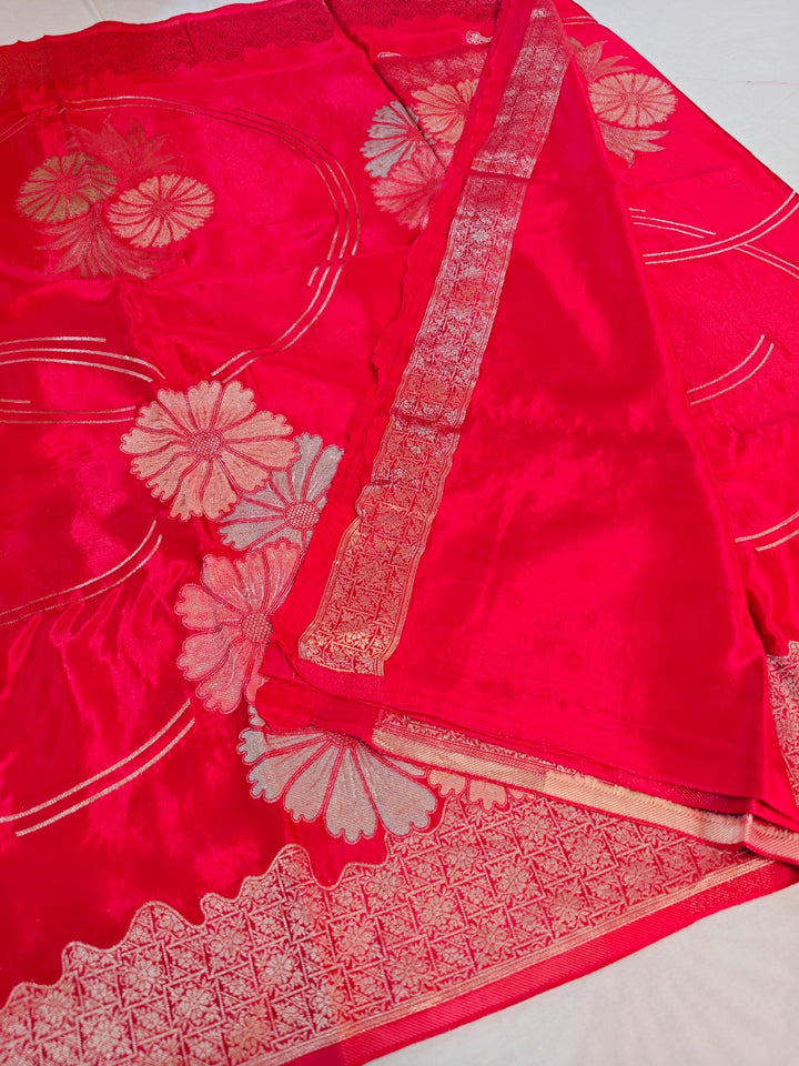 KOREAN SILK IN BRIGHT RED COLOUR