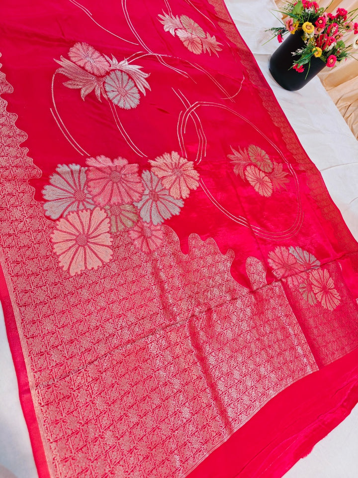 KOREAN SILK IN BRIGHT RED COLOUR