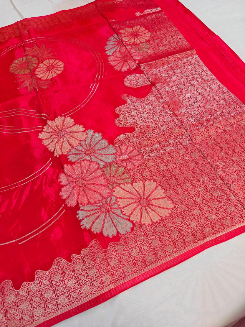 KOREAN SILK IN BRIGHT RED COLOUR
