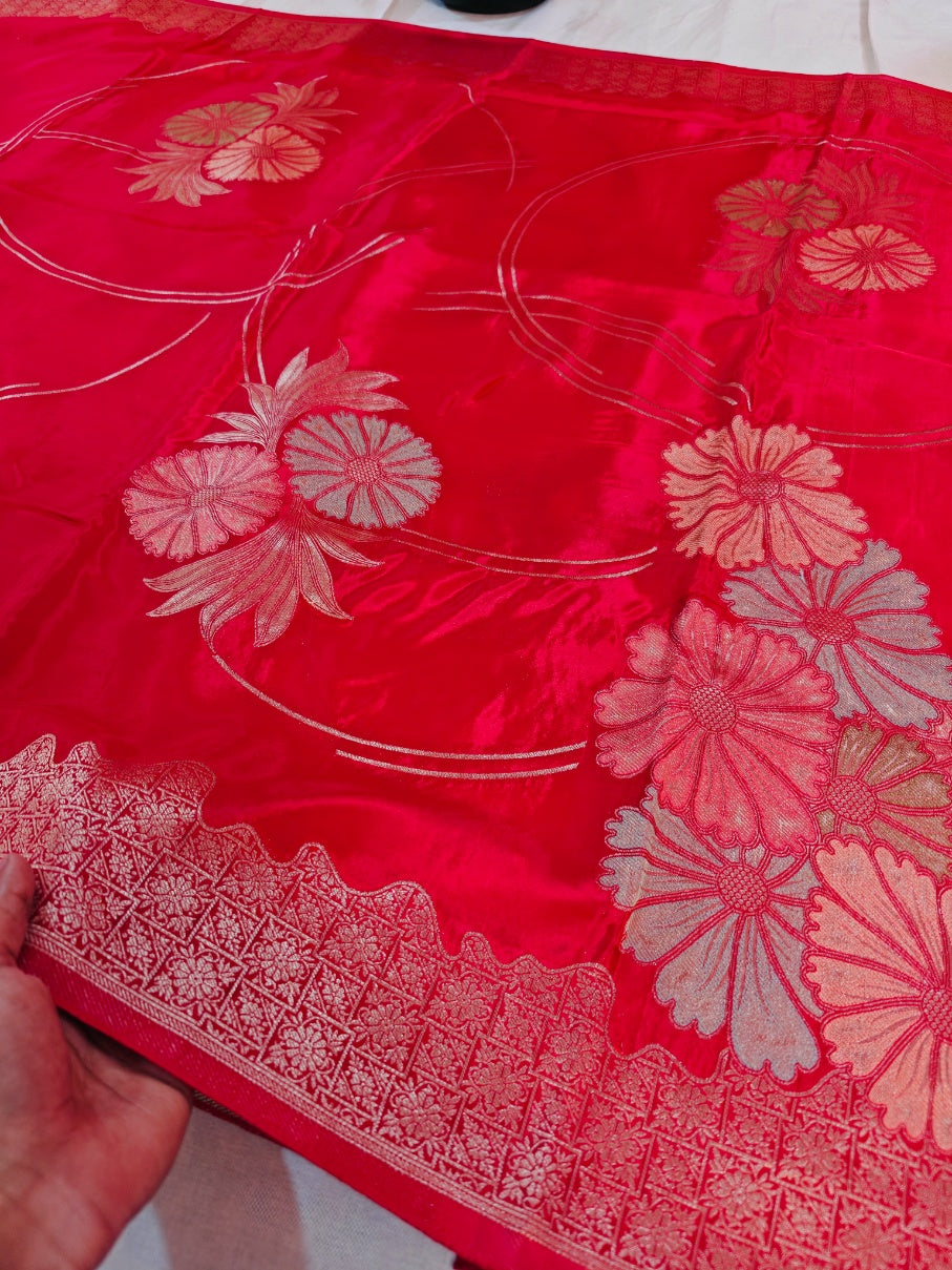 KOREAN SILK IN BRIGHT RED COLOUR