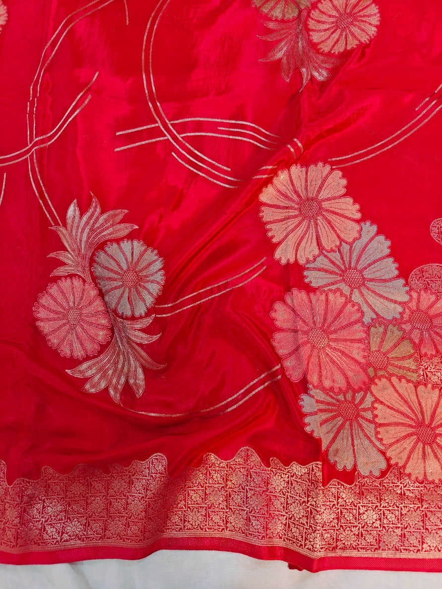 KOREAN SILK IN BRIGHT RED COLOUR