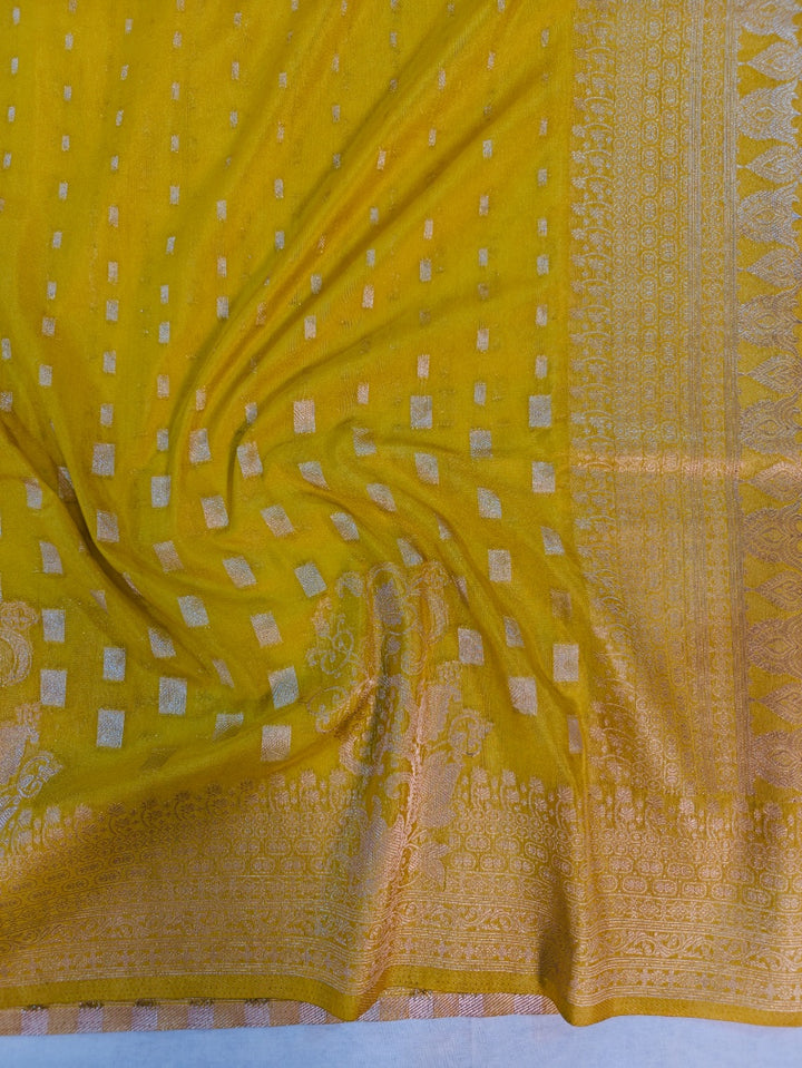 GOLD COLOUR AUTHENTIC KHADDI GEORGETTE