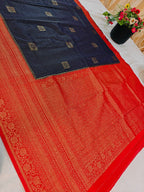 KHADDI GEORGETTE WITH ZARI WOVEN MOTIF