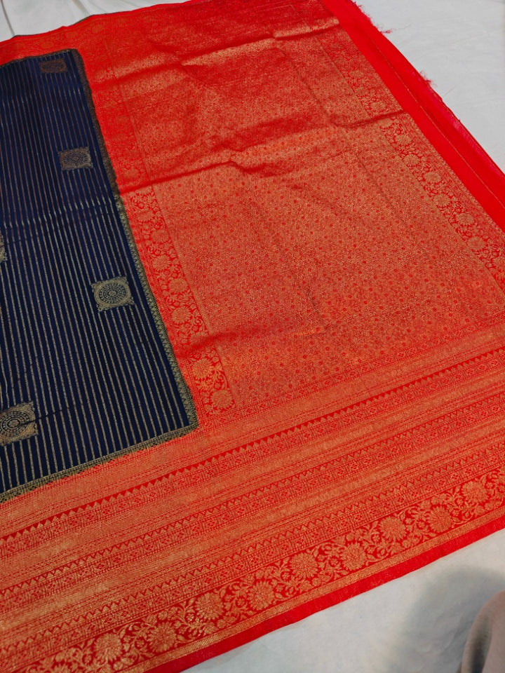 KHADDI GEORGETTE WITH ZARI WOVEN MOTIF