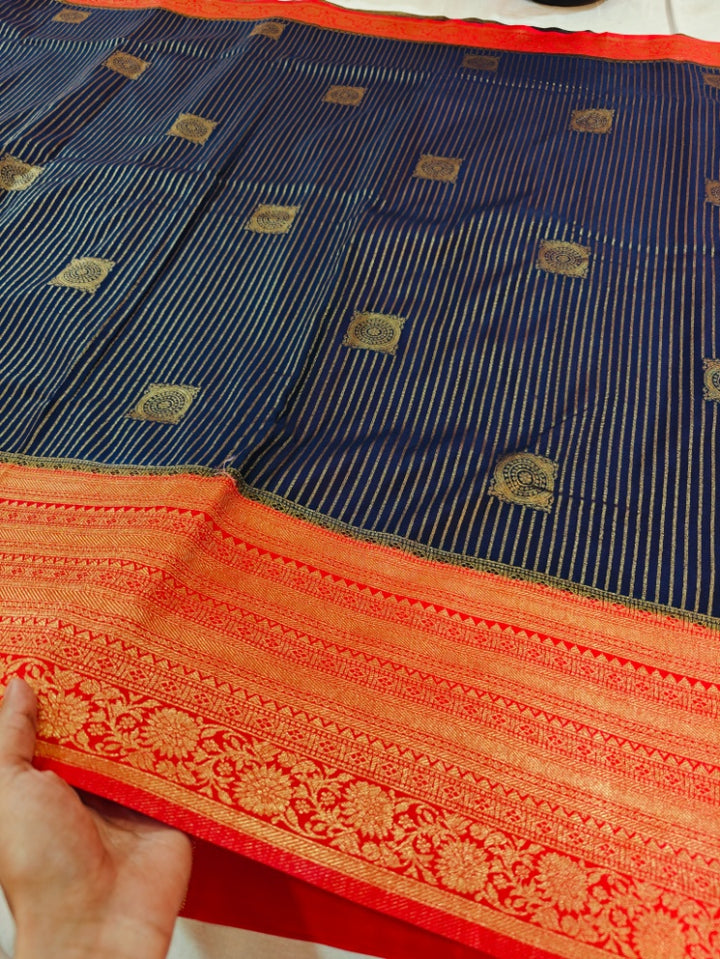 KHADDI GEORGETTE WITH ZARI WOVEN MOTIF