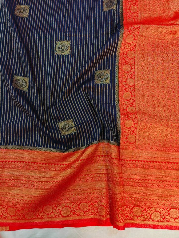 KHADDI GEORGETTE WITH ZARI WOVEN MOTIF