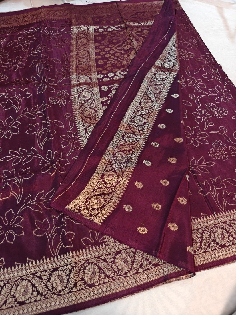 RUSSIAN SILK WITH PENCIL SKETCH IN CHOCOLATE COLOUR