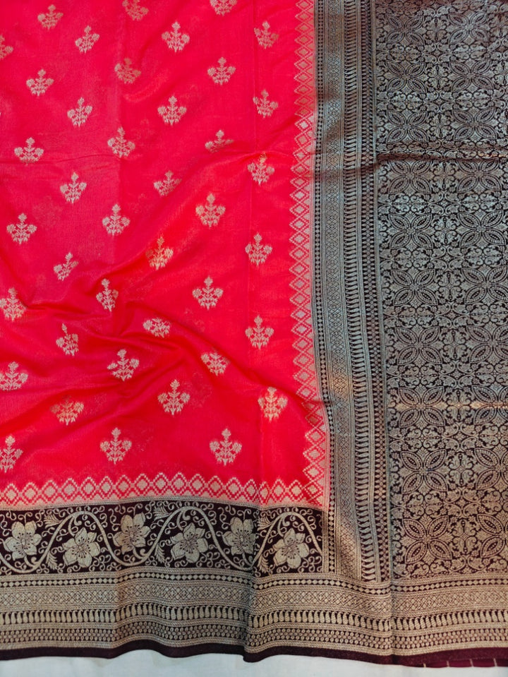 PEACH PAPER SILK WITH VINE BORDER