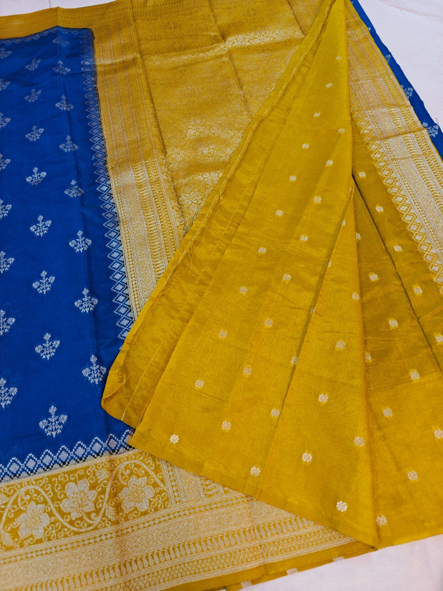 BLUE WITH GOLD BORDER PAPER SILK