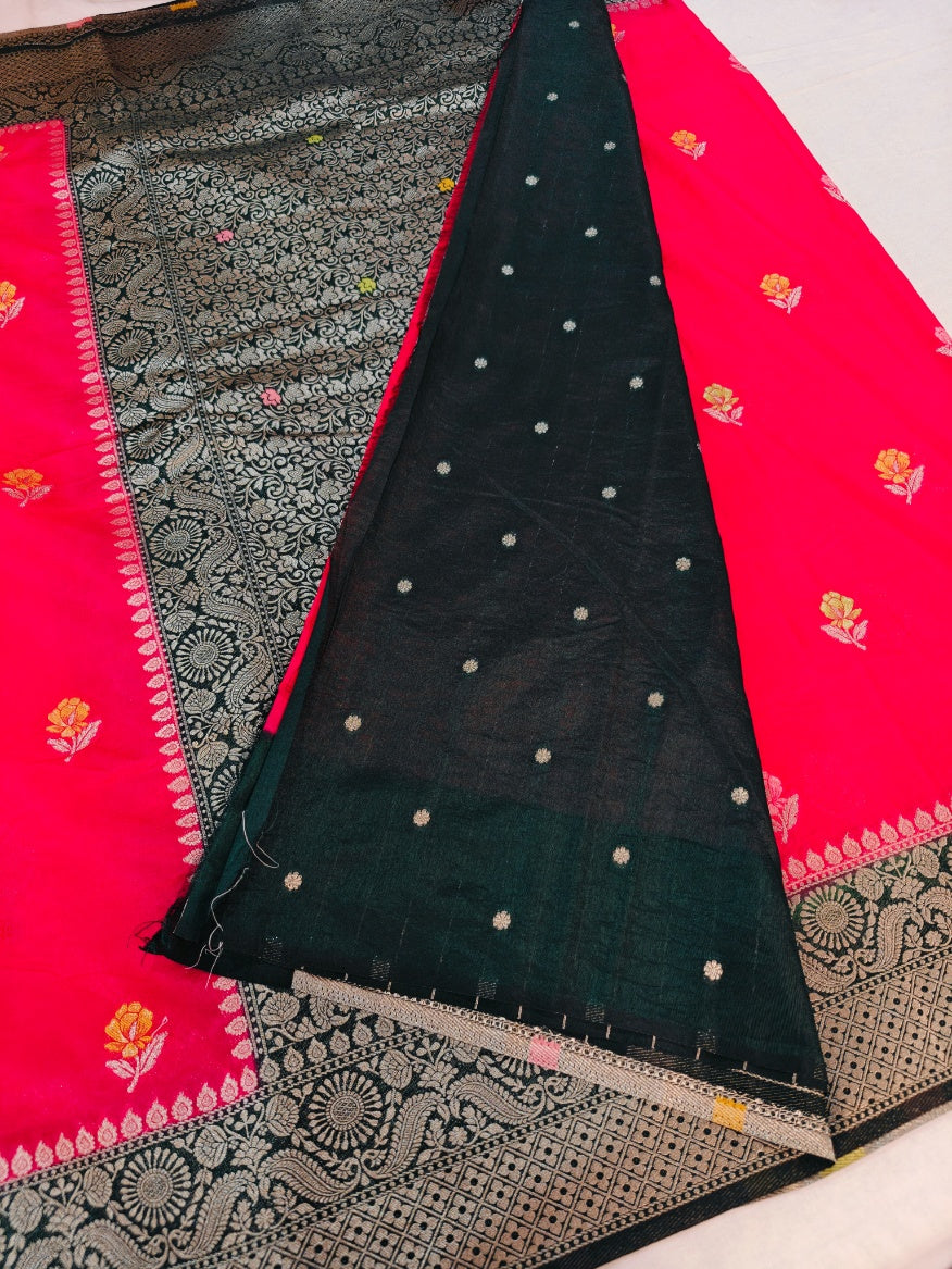 MINAKARI RAW MANGO WITH BLACK BORDER AND BRIGHT RED