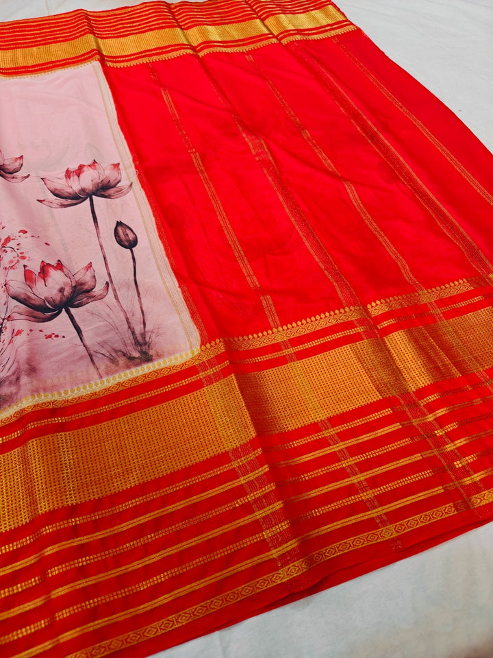 BRIGHT RED WITH BABY PINK BODY DIGITAL PRINT