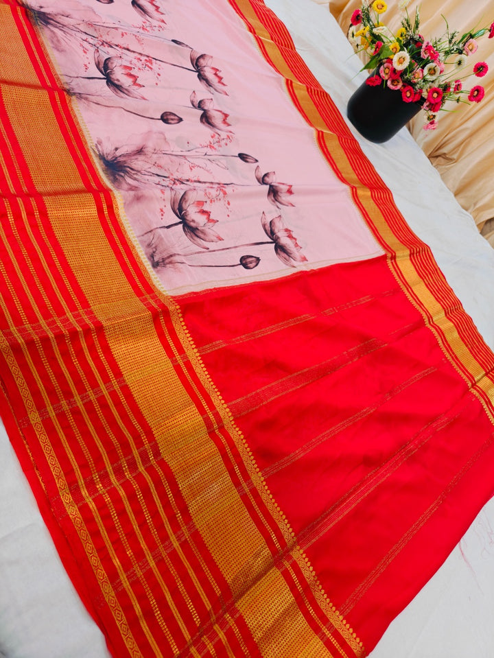 BRIGHT RED WITH BABY PINK BODY DIGITAL PRINT