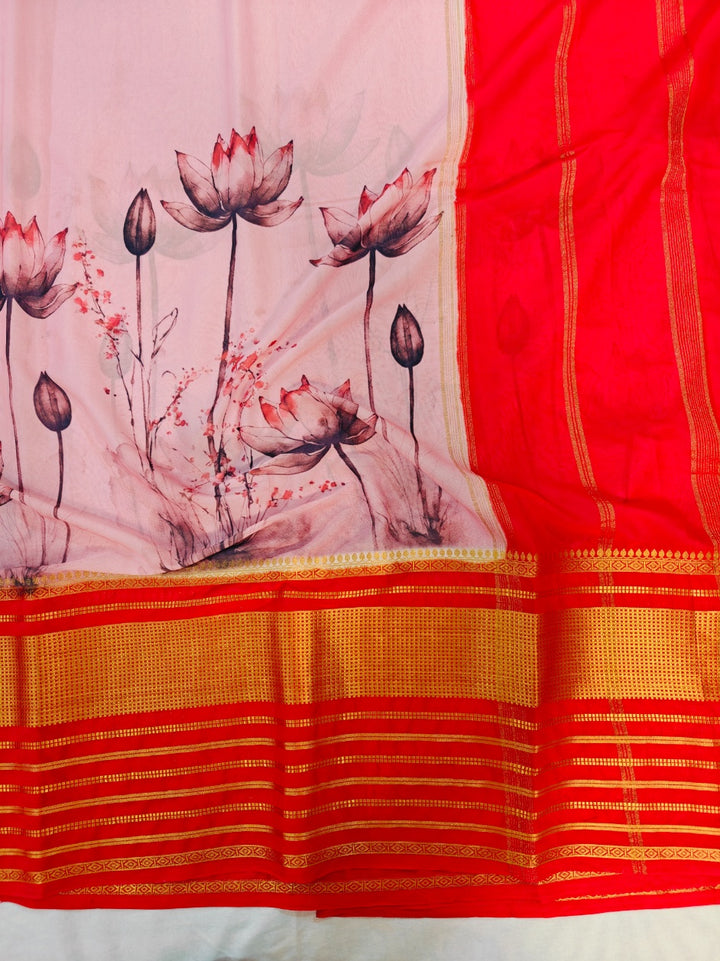 BRIGHT RED WITH BABY PINK BODY DIGITAL PRINT