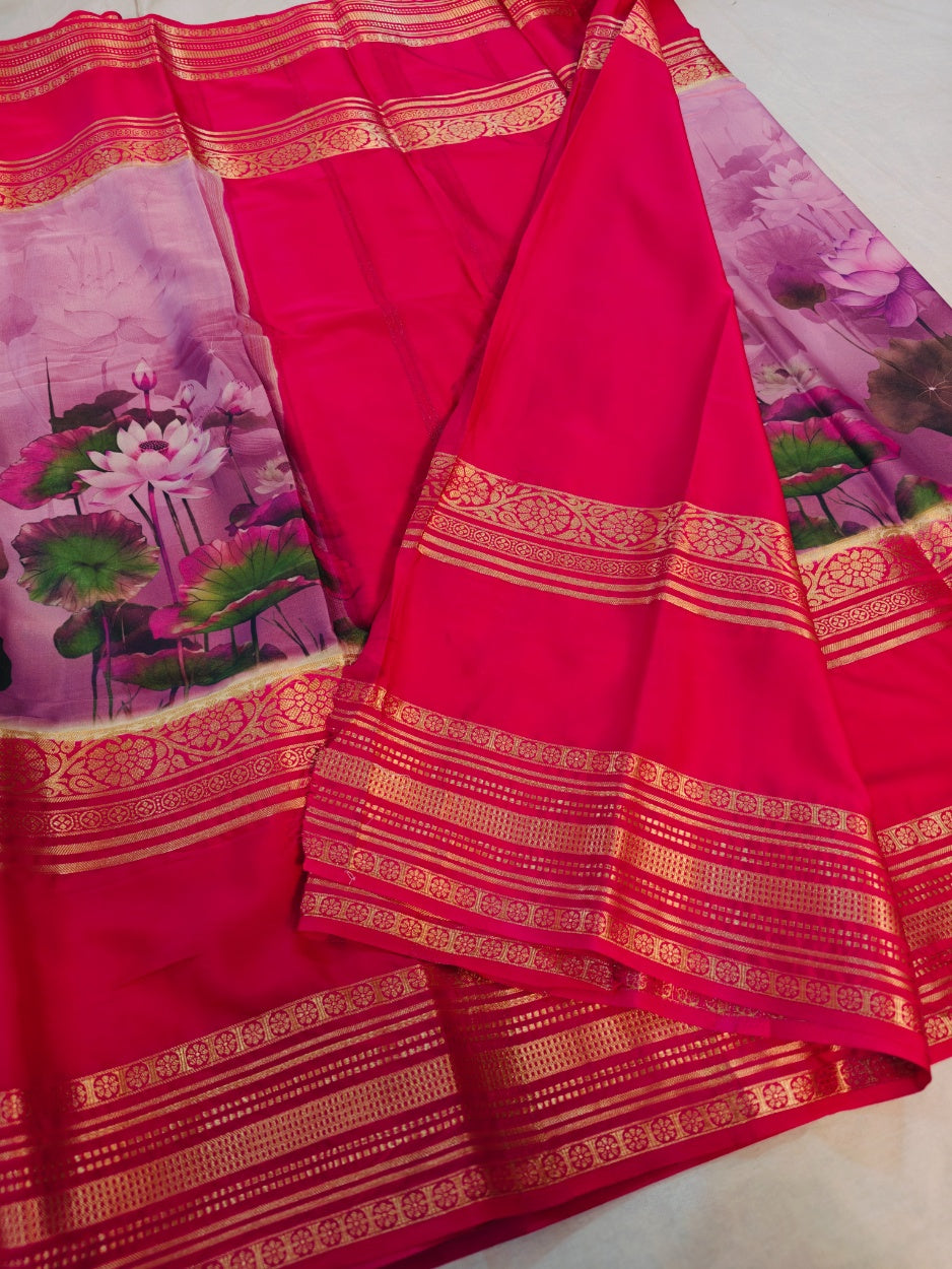 BRIGHT RED COLOUR DIGITAL PRINTED FLORAL DESIGNS