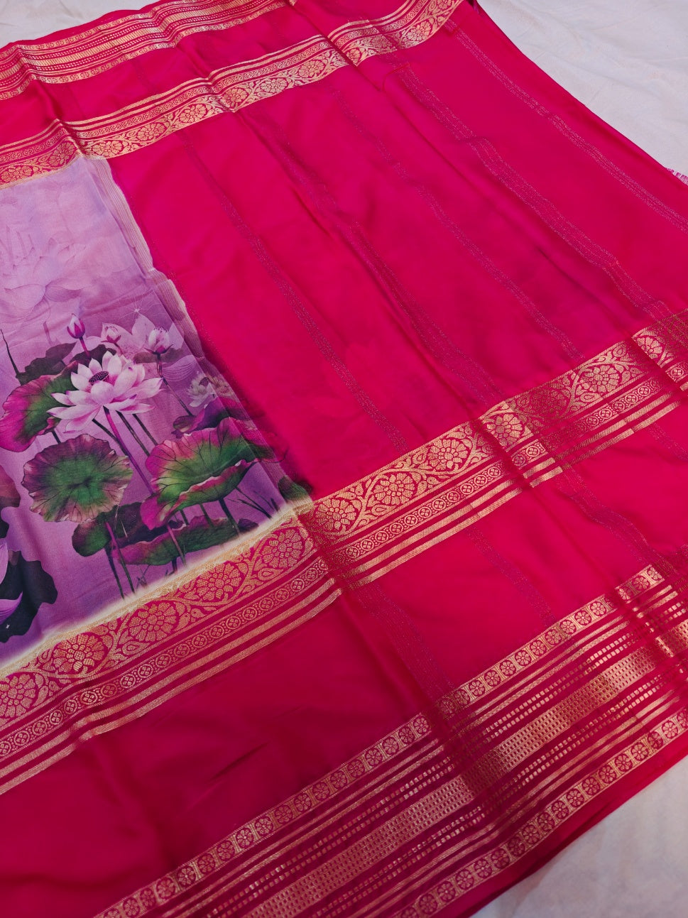 BRIGHT RED COLOUR DIGITAL PRINTED FLORAL DESIGNS