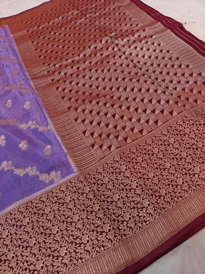 LAVENDER COLOUR RUSSIAN SILK WITH VINE BORDER