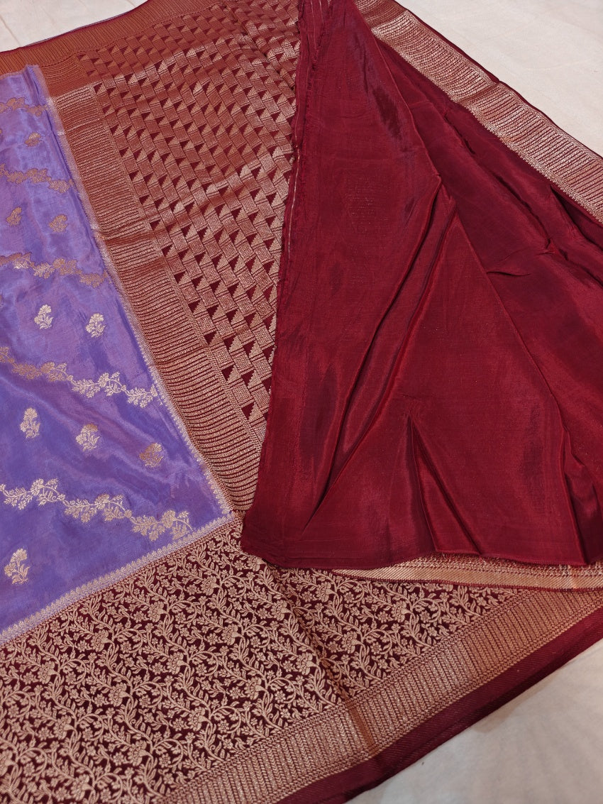 LAVENDER COLOUR RUSSIAN SILK WITH VINE BORDER