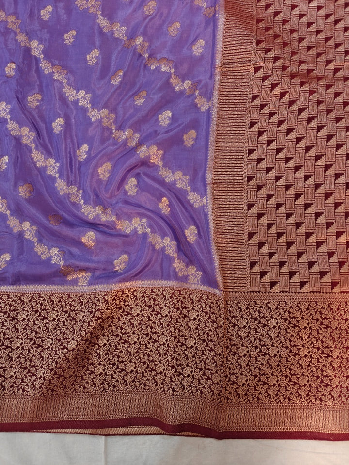 LAVENDER COLOUR RUSSIAN SILK WITH VINE BORDER