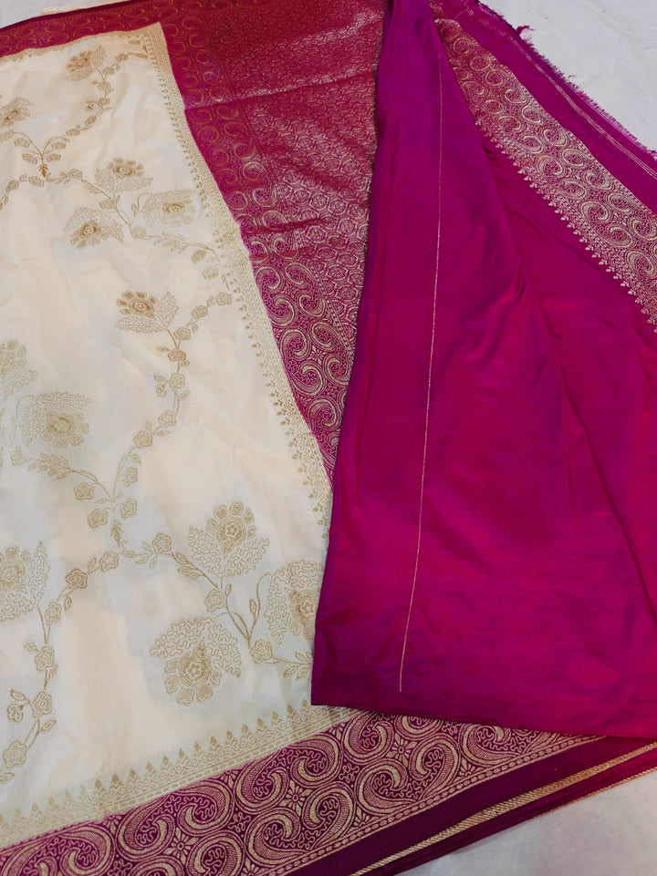 RUSSIAN SILK CREAM WITH GARNET BORDER