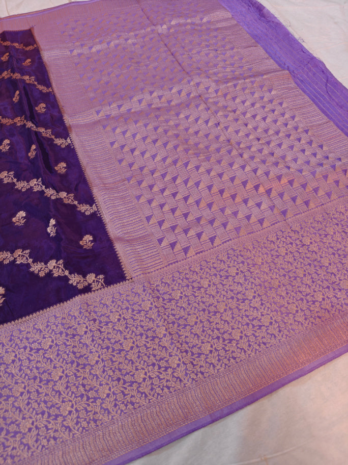 PURPLE WITH LAVENDER BORDER IN RUSSIAN SILK