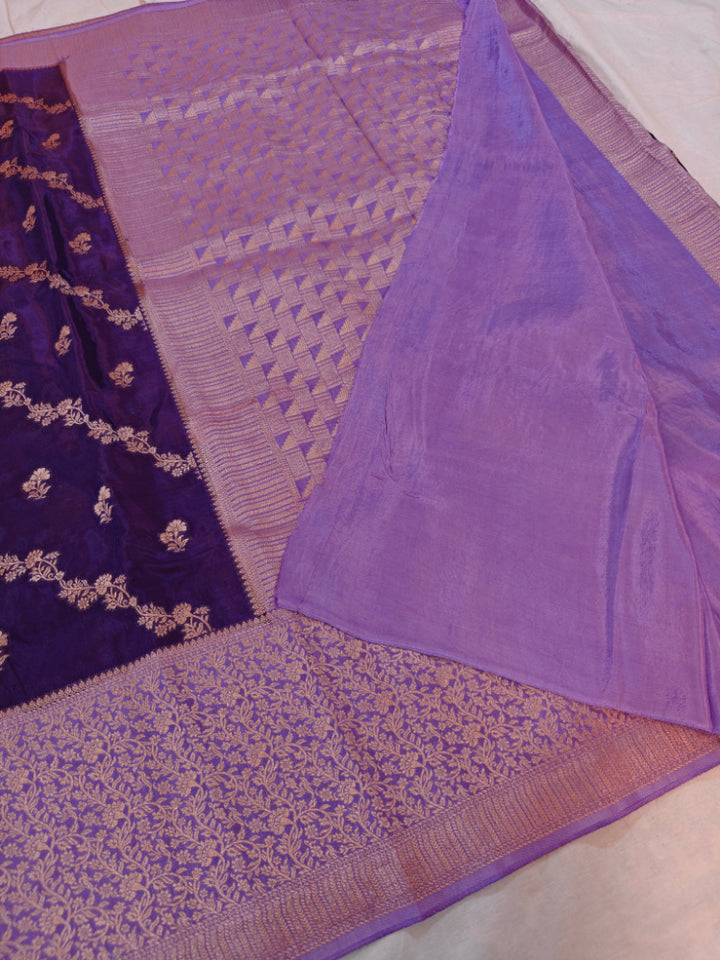 PURPLE WITH LAVENDER BORDER IN RUSSIAN SILK