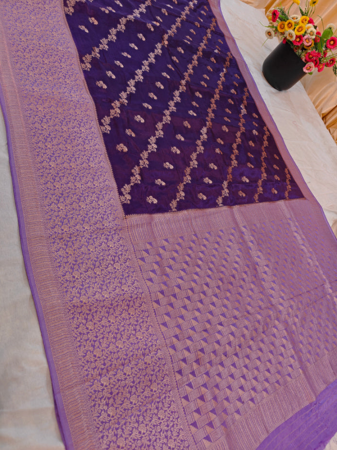 PURPLE WITH LAVENDER BORDER IN RUSSIAN SILK