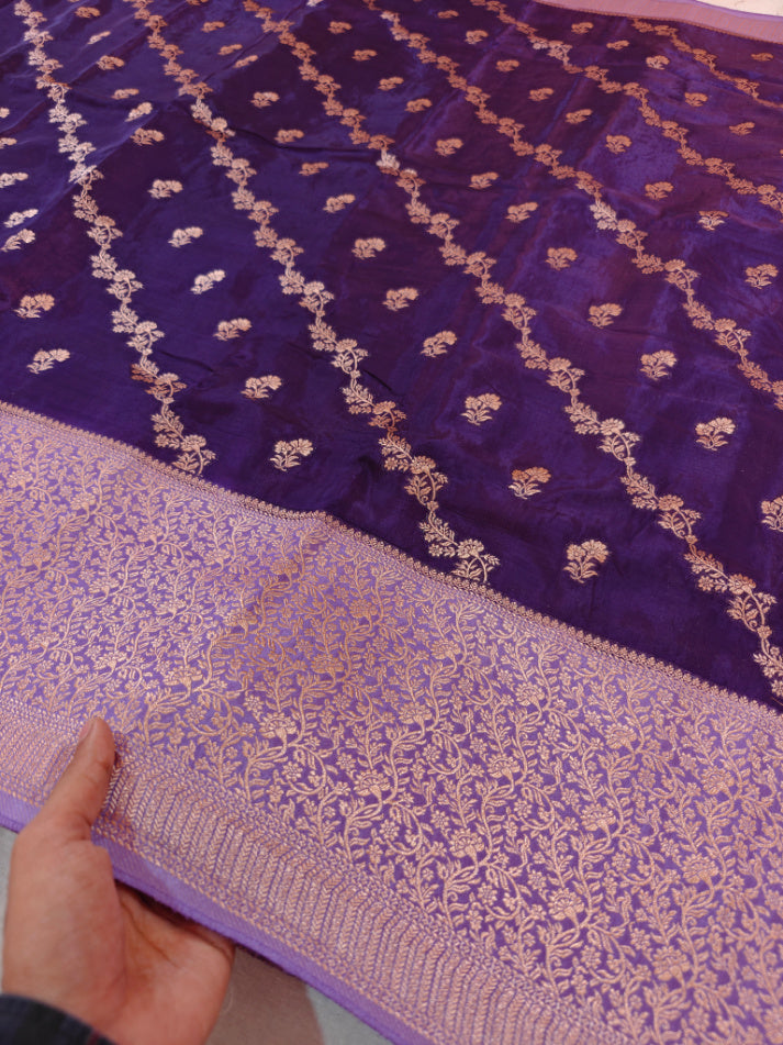 PURPLE WITH LAVENDER BORDER IN RUSSIAN SILK