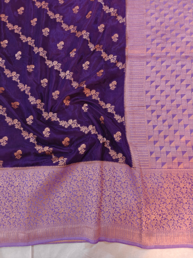 PURPLE WITH LAVENDER BORDER IN RUSSIAN SILK